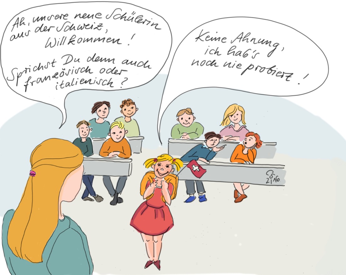 Cartoon zur Sprachenvielfalt in der Schweiz